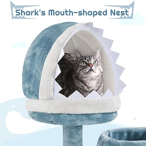 Blue Cute Shark Cat Tree for Kittens