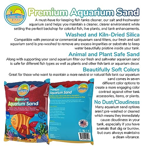 Natural Aquarium Sand for Freshwater and Saltwater Tanks (20 lb / Red)