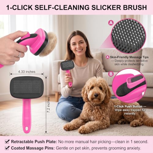 5 PCS Cat & Dog Grooming Kit Brush (Pink 5pc)