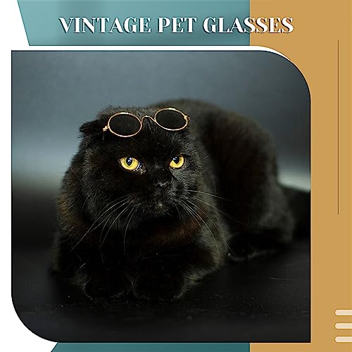 Dog Sunglasses Round Metal Pet Eyewear (Gold / No Lens Style)