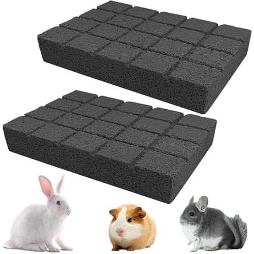2PCS Rabbit Scratching Pads Bunny Lava Grinding Claw Pads Small Animal Foot Pads Hamster Scratch Board Chew Toys for Gerbil Chinchilla Hedgehog Guinea Pig Cage Accessories