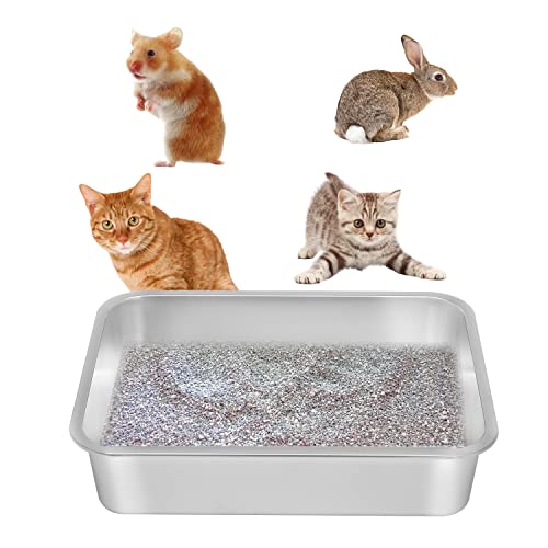 Stainless Steel Cat Litter Box (17.5" L x 13.5" W x 4" H (without Lid))