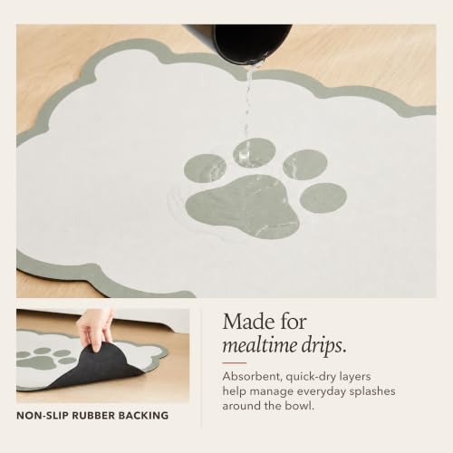 Scalloped Dog Feeding Mat (Sage / 19"L x 14"W)