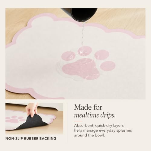 Scalloped Dog Feeding Mat (Pink / 22"L x 17"W)