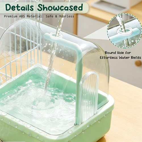 Bird Bath for Cage Clear Automatic Pump Parrot Shower for Parakeets Finches (Light brown)
