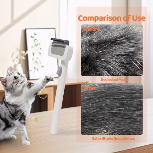 Cat Brush for Long Haired Cats (White - No Spray Comb)