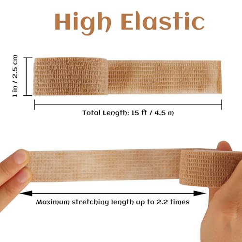 24 Rolls Elastic Self Adhesive Bandage Wrap 1 Inch (1 Inch-24 Count Brown)