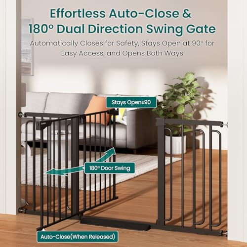 30.4 56.8" Extra Wide Baby Gate (Black / 30.4"-56.8" W x 30.5" H)