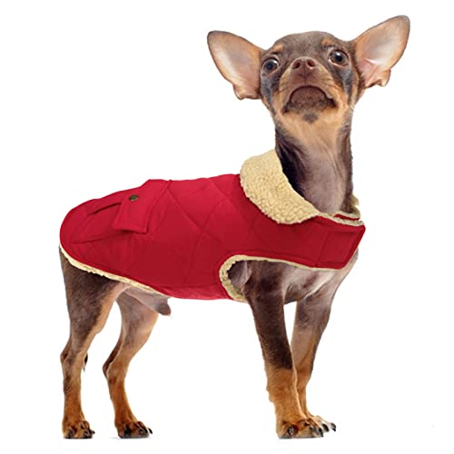 Warm Dog Cold Weather Coat Thick Quilting Large Winter Jacket (Large / Red)