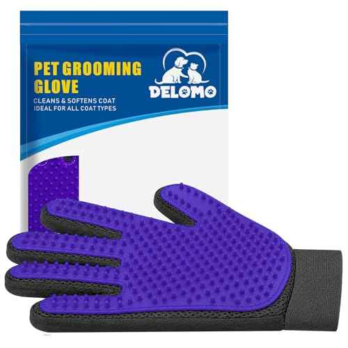 Pet Hair Removal Glove with 255 Silicone Tips for Dogs & Cats (Purple)