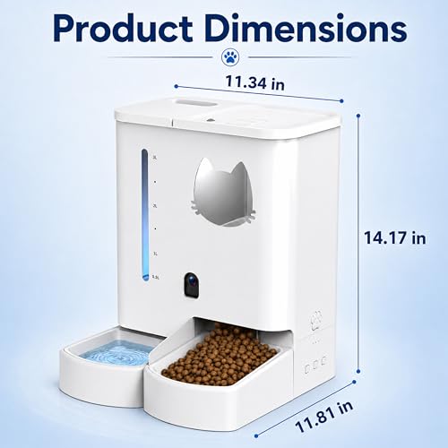 Automatic Cat&Dog Feeder and Waterer with Camera (Crisp White Cam)