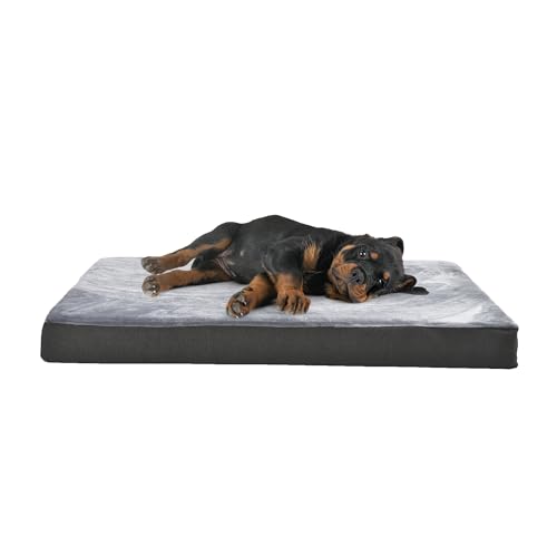 Washable Dog Bed with Cooling Gel Memory Foam (Mattress Bed / Large / Grey)
