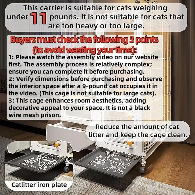 Indoor cat cage with Litter Box (28″(L) x18.2″(W) x46.2″(H))