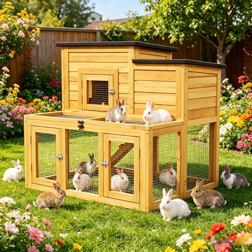 37.8" L Rabbit Hutch Indoor Outdoor for Chickens (Wood)