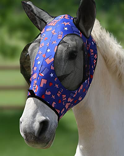 Super Comfort Stretchy Fly Mask Large Eye Space with UV Protection Soft on Skin with Breathability Classic Letters M Cob (Cob (Medium) / Classic Letters)
