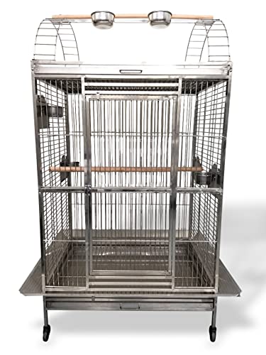 04 Stainless Steel XL Extra Large Bird Parrot Macaw Indoor Outdoor Cage Playtop with 4 Bowls