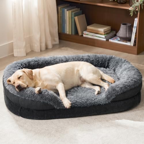 Fluffy Orthopedic Dog Beds Large Sized Dog (Dark Grey / XL-PLUS (45"x 32"x 7"))