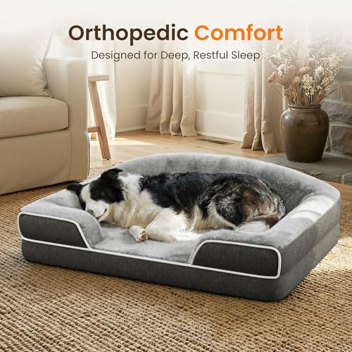 Orthopedic Dog Bed for Medium Dogs (Dark Grey / 35.0"L x 25.0"W x 7.0"Th)