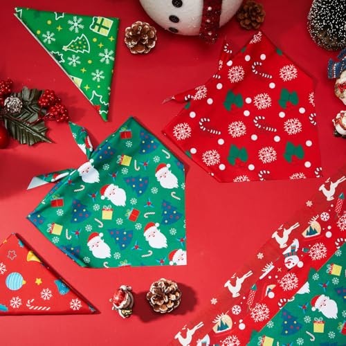 500 Pcs Christmas Bandanas for Dogs Xmas Bandanas Bulk with Santa Snowflake Candy Cane Patterns Soft Bibs Adjustable Triangle Doggie Scarf for Small Medium Large Pet 25.6 x 17.7 x 17.7 Inch (Christmas)