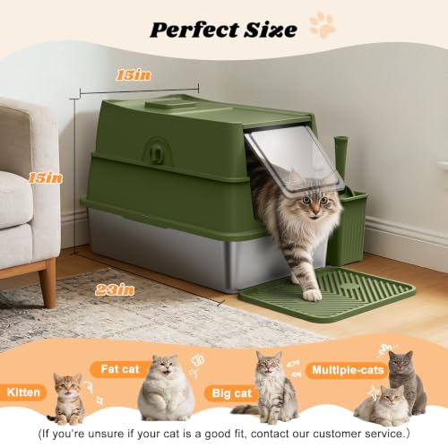 Stainless Steel Litter Box (Olive Green / X-Large)