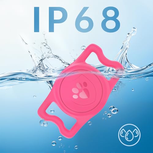 IP68 Waterproof AirTag Holder for Dog Collar (Rose Red)