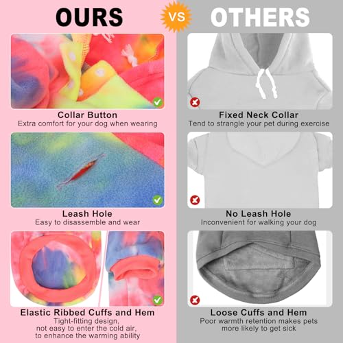 Tie Dye Dog Hoodie Sweaters for Small Medium Size Dogs Girls Boys (Small / Multi Pink)