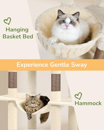 80in Cat Tree Tower for Indoor Cats Large Adult (Beige)