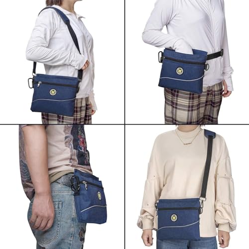 Dog Treat Pouch Bag with Magnetic Closure (M / Blue)