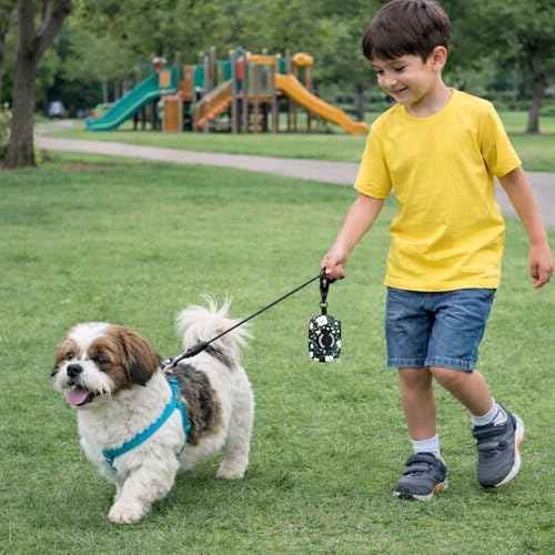 Dog Poop Bag Holder Dispenser 2 Pack (Cyan&Flower)