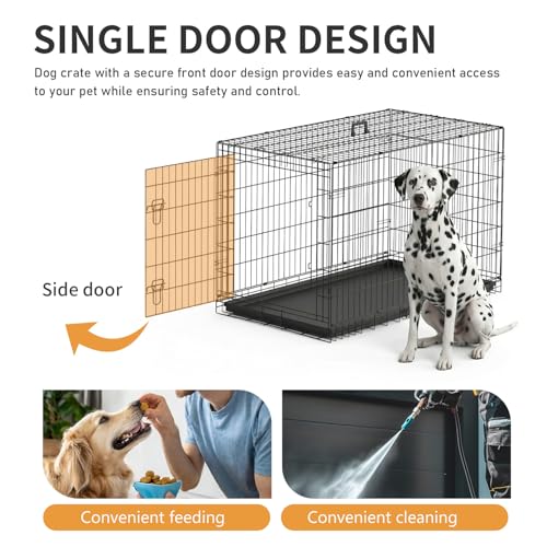 48" Foldable Metal Dog Crate (Dark Black)
