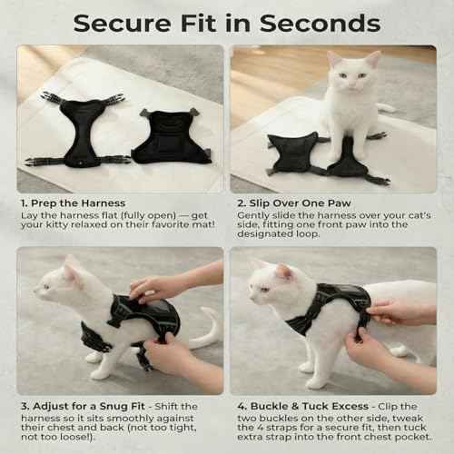 Escape Proof Cat Harness and Leash Set (Black / XS)