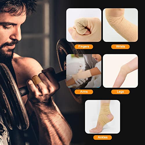Self Adherent Cohesive Bandages Wrap 12Packs 2" x 5 Yards (Beige/Tan / 2 In x 5 Yards)