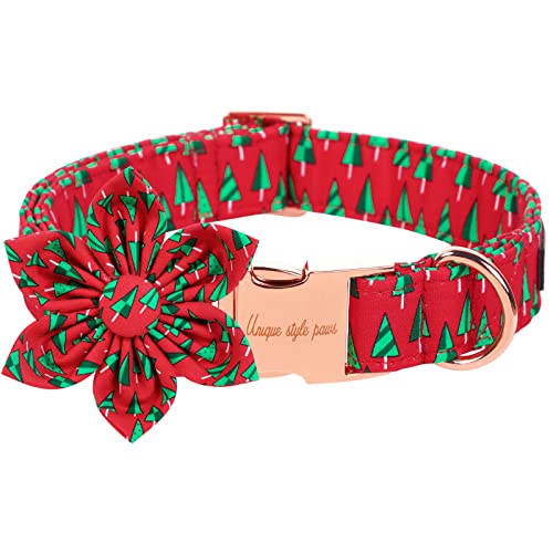 Christmas Dog Collar with Flower Best Winter for Small Medium Large Dogs (Extra Small / Z-Christmas Tree)