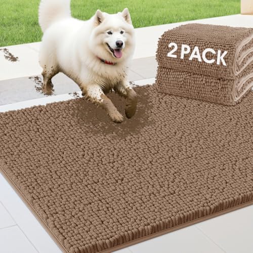 2 Pieces Set Muddy Door Mats for Dogs (Camel / 30" x 20"(2 pieces))