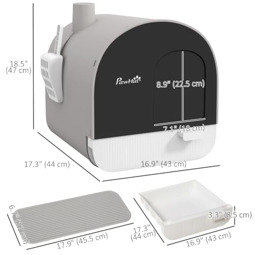 Cat Litter Box with Lid (Light Gray)