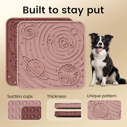 Lick Mat for Dogs&Cats (Mars&Coral / 5.9"L x 5.9"W)