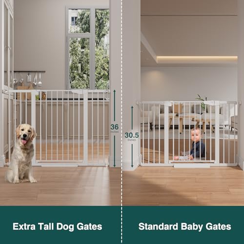 36 in Extra Tall Baby Gate for Stairs (White / 29.7-51.5"W x 36"H)