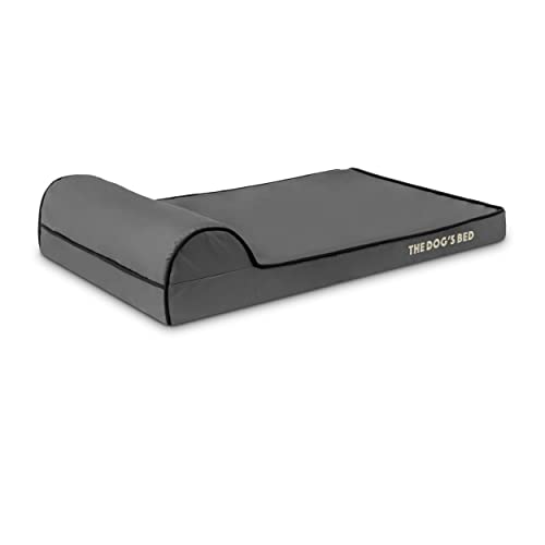 The Dog’s Bed Orthopedic Memory Foam Dog Bed with Headrest Medium 3 (Grey with Black Trim / M (34"L x 22"W x 3"Th))