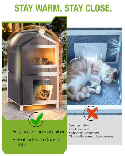 Outdoor Heated Cat House (Brown / Gable Roof - 26.8"W)