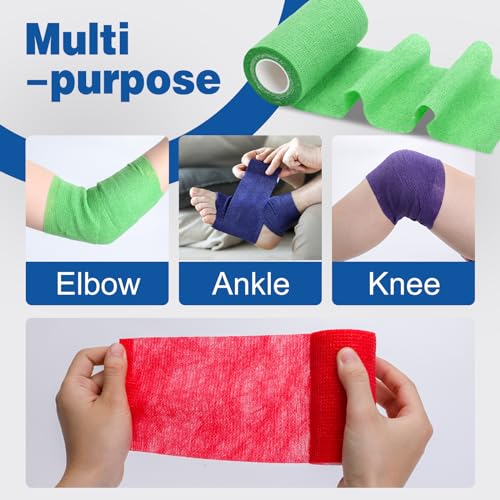 9 Pack Self Adhesive Bandage Wrap (Multi-colored)