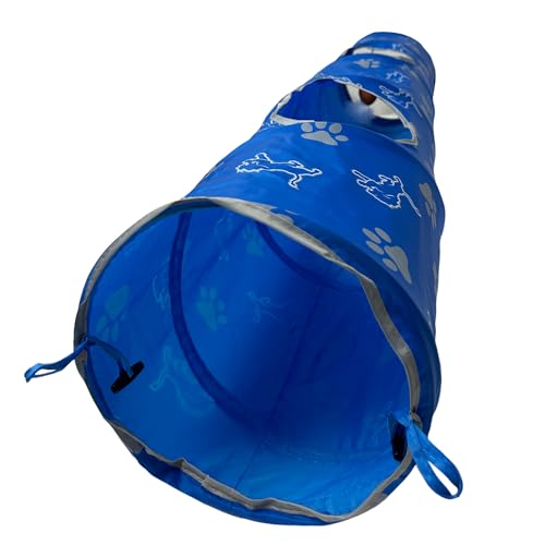 NFL Detroit Lions Cat Tunnel Tube Toy with Plush Football Catnip and Feathers Collapsible Tunnel for Cats to Play (Detroit Lions)