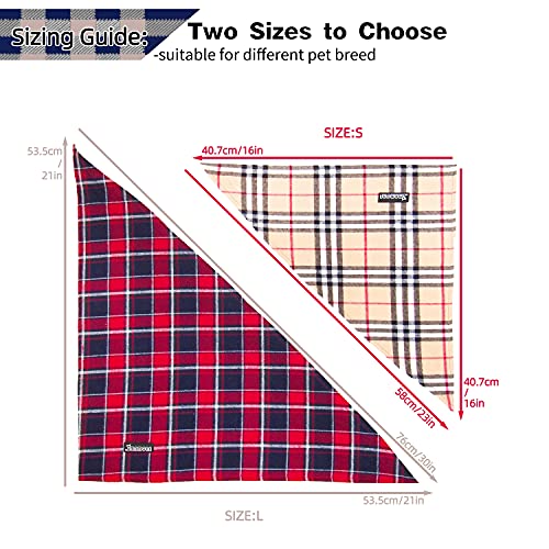 Adjustable Plaid Dog Bandanas (Pink / Large)