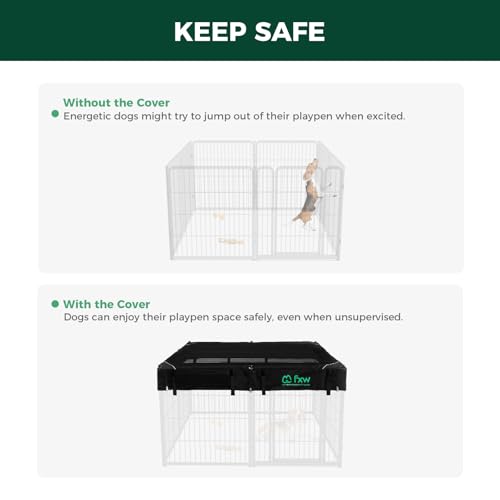 Homeplus Indoor Dog Playpen with Mesh Top Cover (White / 32"H)