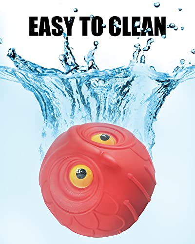 Giggle Ball for Dogs Interactive Dog Toys for Aggressive Chewers Dog Ball Toy for Puppy Medium Large Dogs Natural Rubber Cute Owl Hoot Fun Giggle Sounds When Rolled or Shaken (Red)