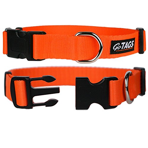 Dog Collars Durable Solid Nylon Dog Collars in 5 Color Options and 4 Adjustable Sizes for Puppy and Dogs Extra Small (Small (5/8" wide x 11-16" length) / Orange)
