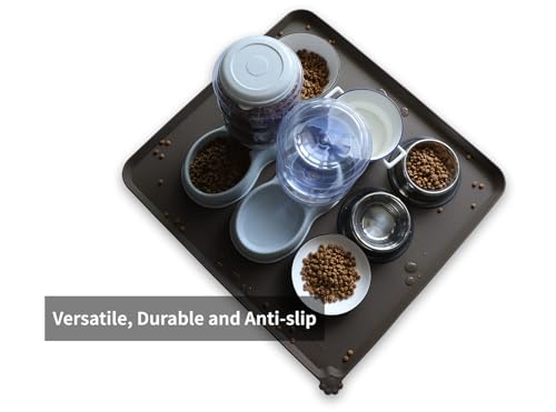 XX Large Silicone Pet Food Mats Tray (28" x 26" / Coffee)