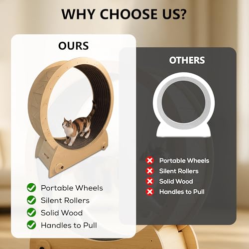 Portable Cat Running Wheel for Indoor Cats 44" Large XL 12" Wide