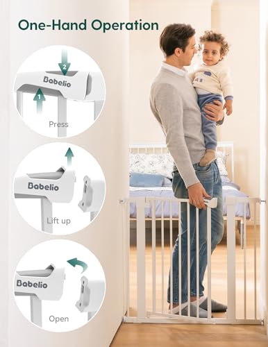 36 in Extra Tall Baby Gate for Stairs No Drilling (White / 36"Tall 26"-40" Wide)