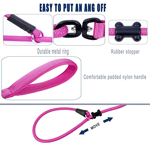 Slip Lead Dog Leash (1/2"×4ft / Fuchsia)