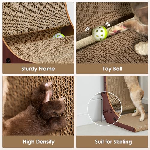 Cardboard Cat Scratcher for Indoor Cats (Dark Brown / 11.4x9.75x19)
